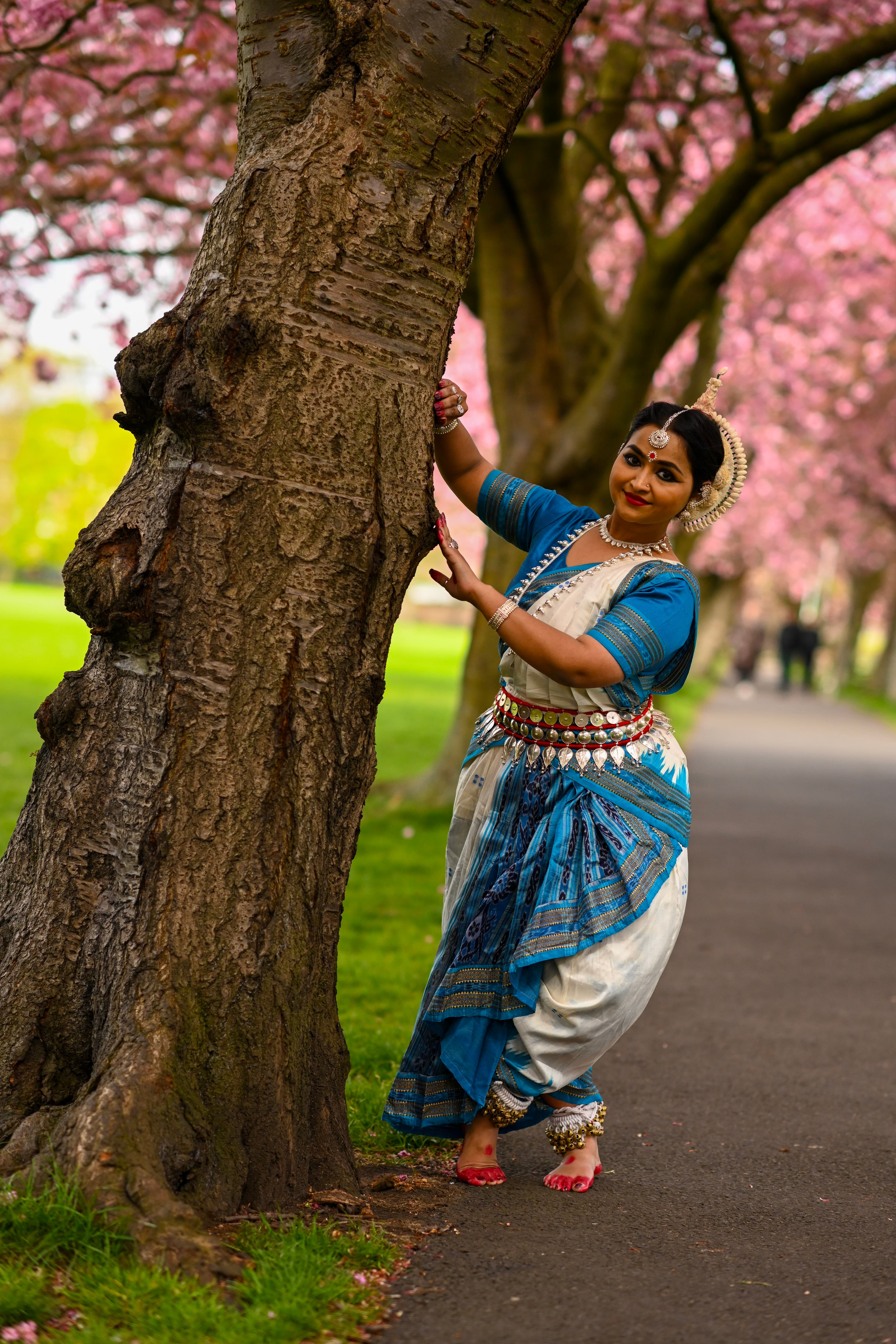 Odissi dancer in a temple pose